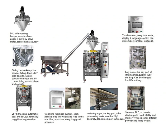 Große vertikale Bohrer-Füller-Verpackungsmaschine-automatische Pulver-Kissen-Füllmaschine